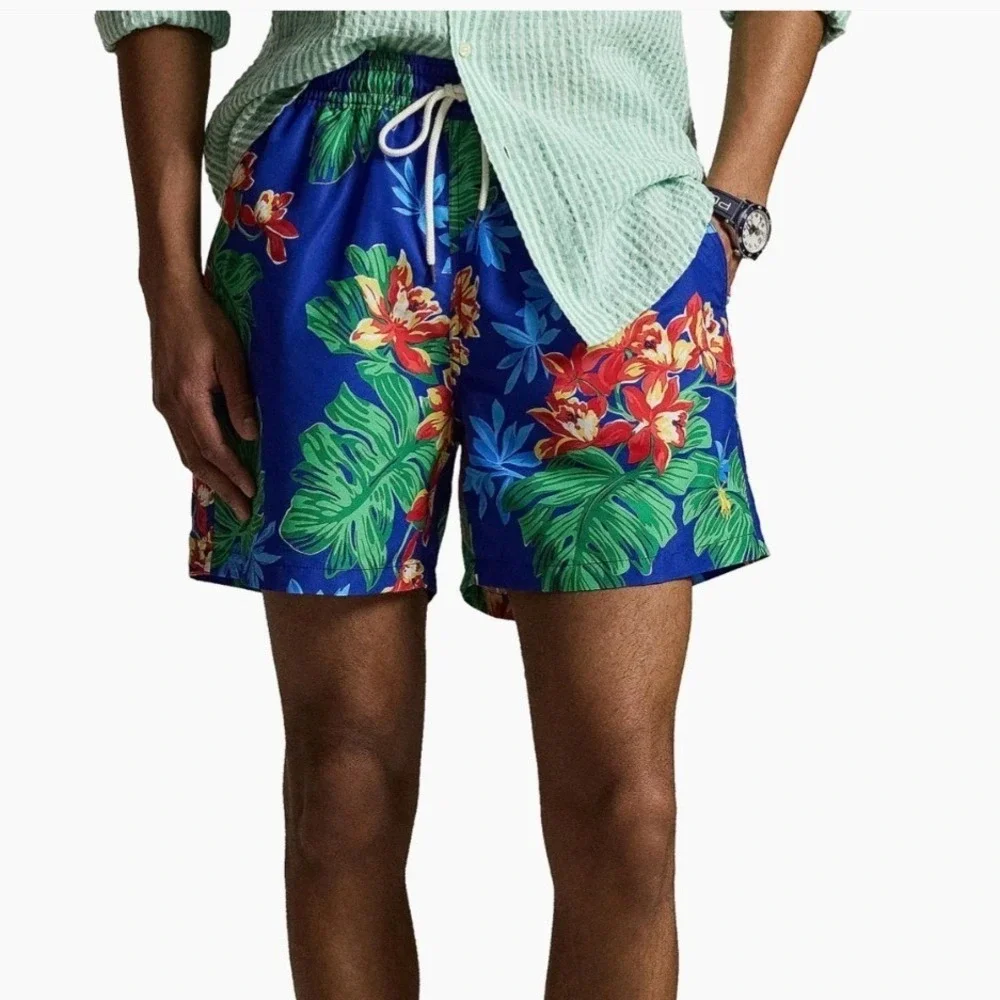 Polo Ralph Lauren Swim Trunks Mens XL Blue‎ Tropical Traveler 5.75